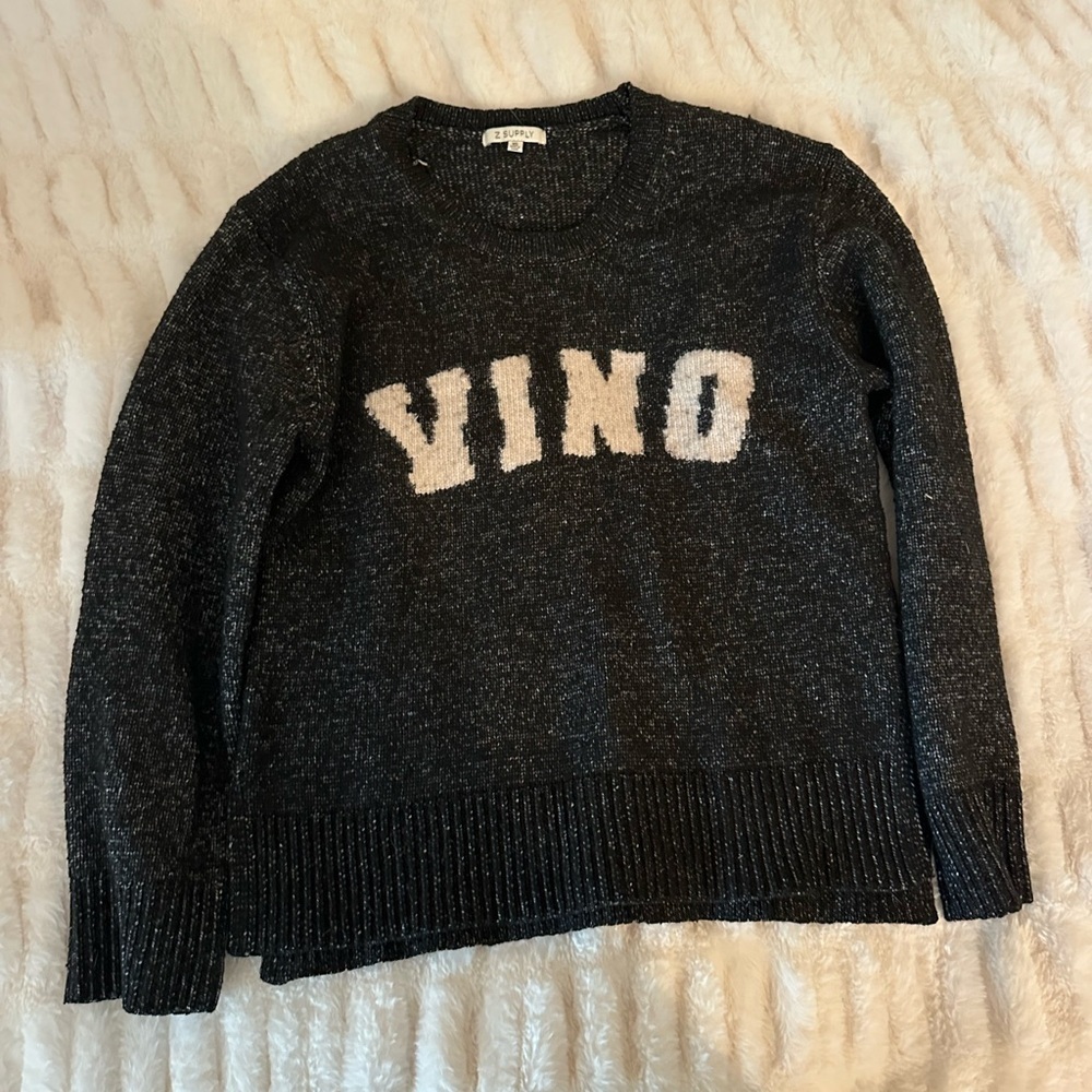 Z Supply Black and White Crew Neck Vino Sweater Size XS - Picture 3 of 6